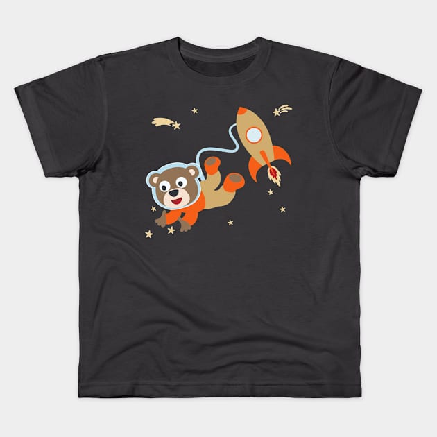 Space monkey or astronaut in a space suit with cartoon style. Kids T-Shirt by KIDS APPAREL